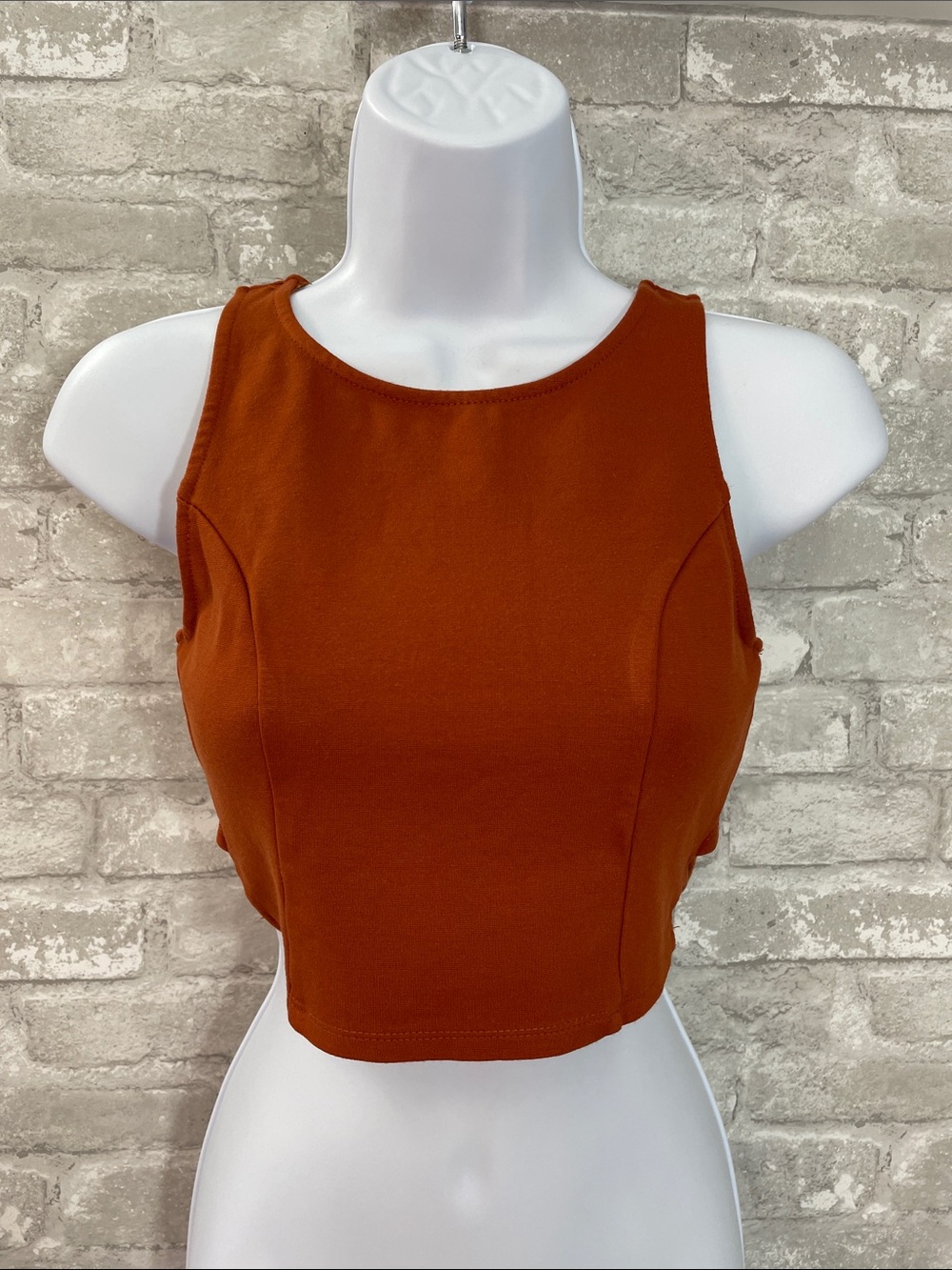 Lulus Let's Tie It Rust Orange Tie-Back Cropped Tank Top